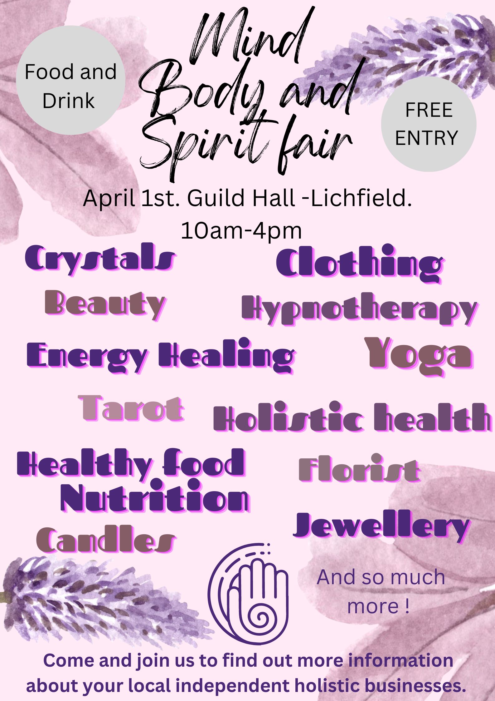 Mind Body and Spirit Fair. April 1st