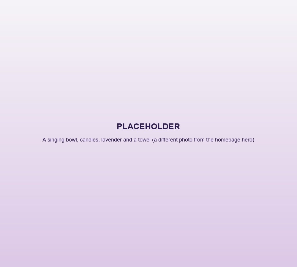 Placeholder: a singing bowl, candles, lavender and a towel