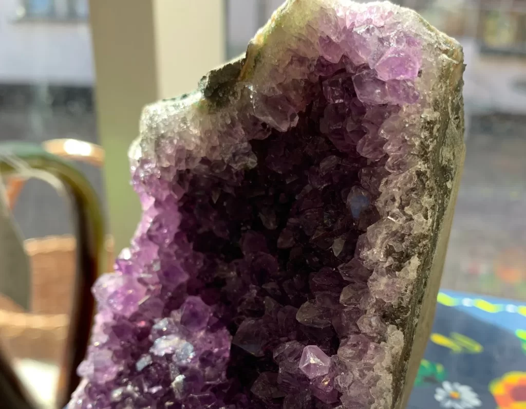 A deep purple amethyst geode